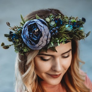 Peony Wood wreath, Midsommar flower crown, bridal crown, boho wedding, maternity photo shoot, festival headpiece, peony headpiece
