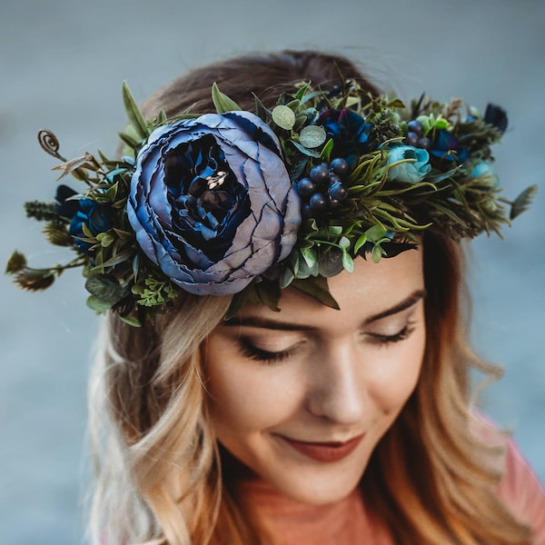 Peony Wood wreath, Midsommar flower crown, bridal crown, boho wedding, maternity photo shoot, festival headpiece, peony headpiece