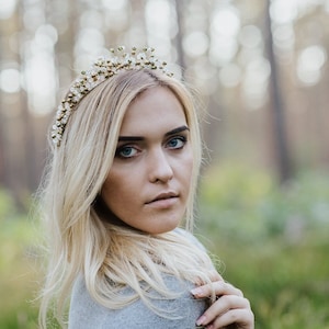 Gold Wedding Crystal Crown, Bridal Tiara, Fairy Tail girl Crown, White Tiara, Mermaid Crystal Crown, Hair Vine Comb, Pearl tiara, Bridal