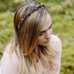 Bronze pearl headband, bridal halo crown, Bride headband, Bronze headband, boho hair crown, bohemian headband, simplistic crown image 8