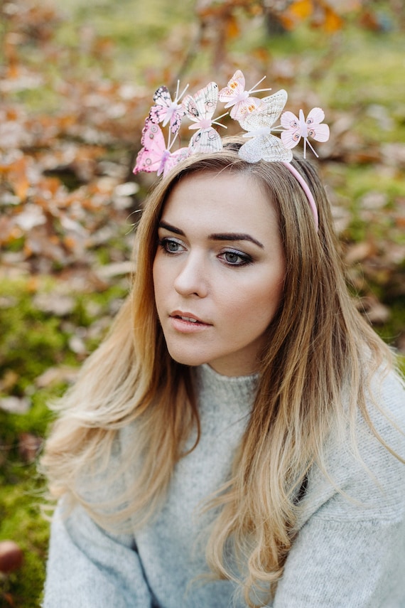 Butterfly Print Headband — Monarch collection Women_sButterflyCrownOrangeMon  main image 4