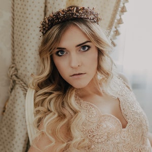 Fall wedding crown, Bronze bridal tiara, Brown crown, Mermaid crown, Boho bridesmaids, Adult Prom Queen, Amber fashion crown, LaCrown