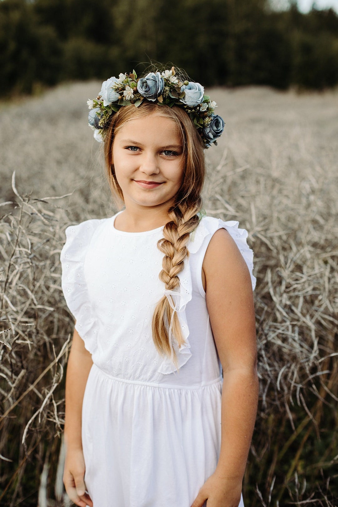 Dusty Blue Flower Crown Rose Flower Crown Hair Wreath Girl Etsy