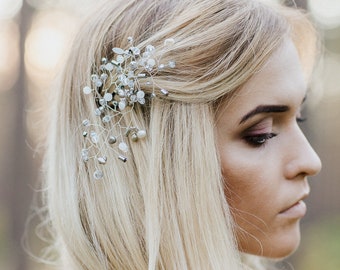 White Pearl and Crystal Hair Pins Mixed Set of 6 Single 