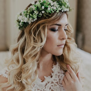 Romantic flower crown, Flower wreath, Bridal headpiece, Woodland wreath, Boho Flower headband, Greenery crown, Boho crown, Meadow crown image 7