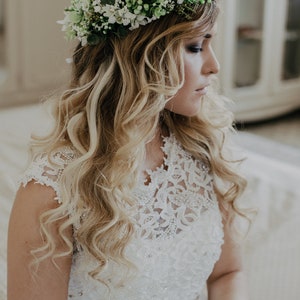 2 Stück Blumenkrone-Tiaras Aus Stoff – Handgefertigt, Mit Gummiband, Für Hochzeit & Festivals
