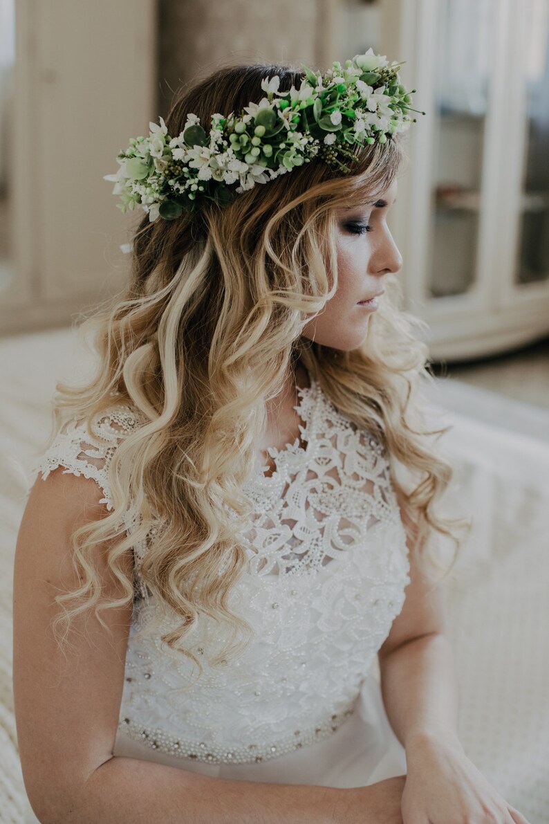 Romantic flower crown, Flower wreath, Bridal headpiece, Woodland wreath, Boho Flower headband, Greenery crown, Boho crown, Meadow crown image 3