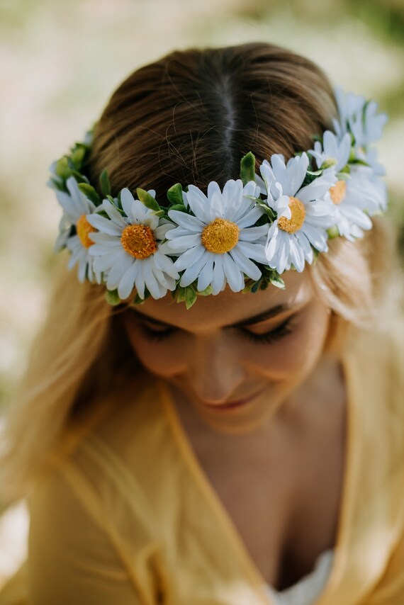 DALJIAFA Halloween Sunflower Headband Daisy Flower Hair Hoops Bands Women Crown Floral Headpiece Hairband Wreath Hawaiian Cosplay Dress Up Festival Parade Masquerade Wedding Birthday Party Accessories - View #12