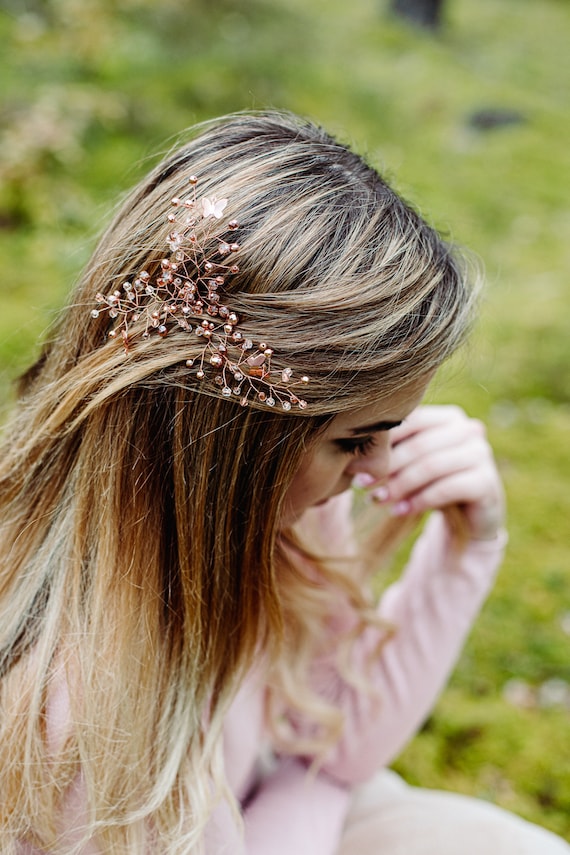 Set of 3 Bridal Hair Pin, Rose Gold Hair Pins, Bridal  display picture 1