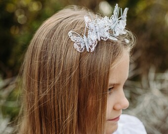 Silver Monarch Butterfly Headband, Silver Butterfly Headband  display picture 3