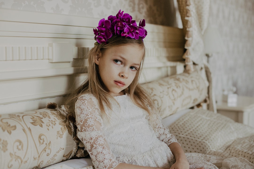 Purple Orchid Headpiece Lilac Orchid Headband Purple Flower Crown