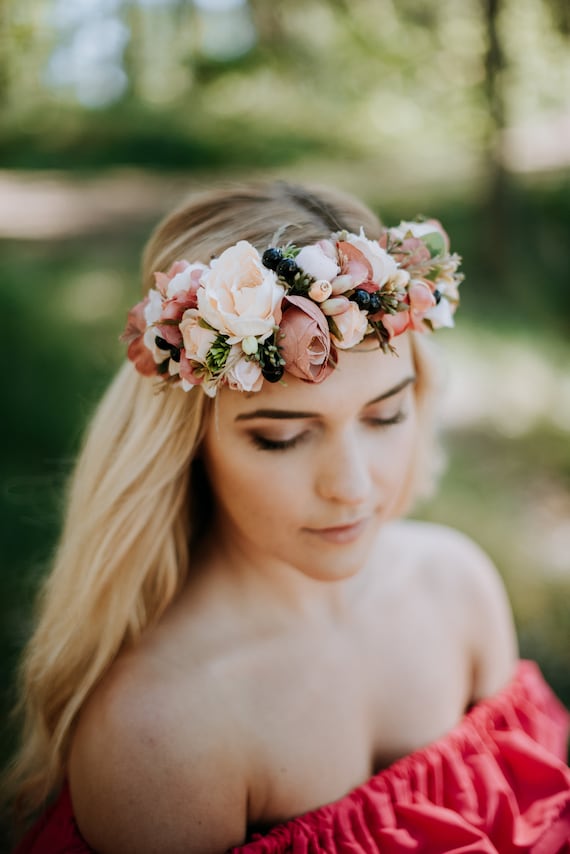 Bridal Hair Vine, Flower Crown Wedding, Boho Headpiece  display picture 2