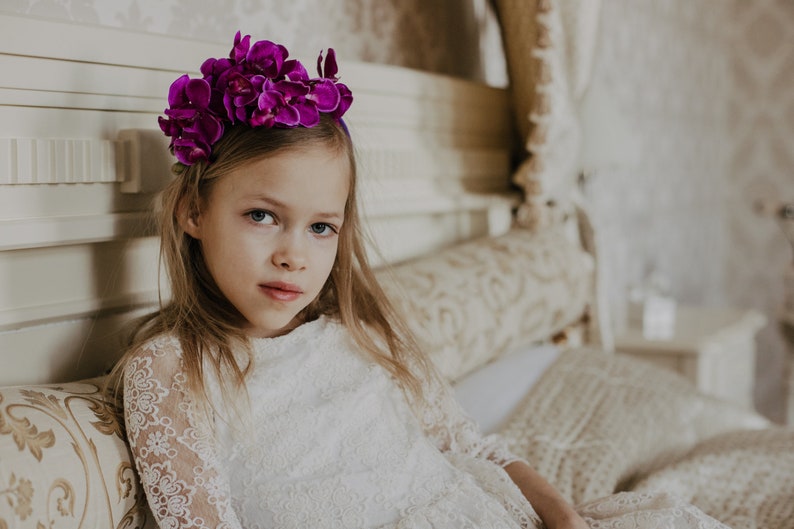 Purple Orchid Headpiece Lilac Orchid Headband Purple Flower Etsy