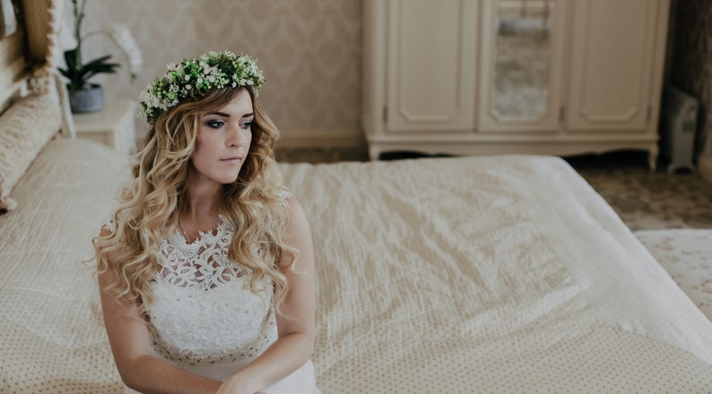 Romantic flower crown, Flower wreath, Bridal headpiece, Woodland wreath, Boho Flower headband, Greenery crown, Boho crown, Meadow crown image 5