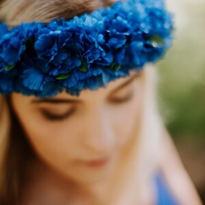 Cornflower blue crown, blue flower crown, cornflower, cornflower wreath, wild flower, LaCrown, free sipping, festival, summer party crown image 4