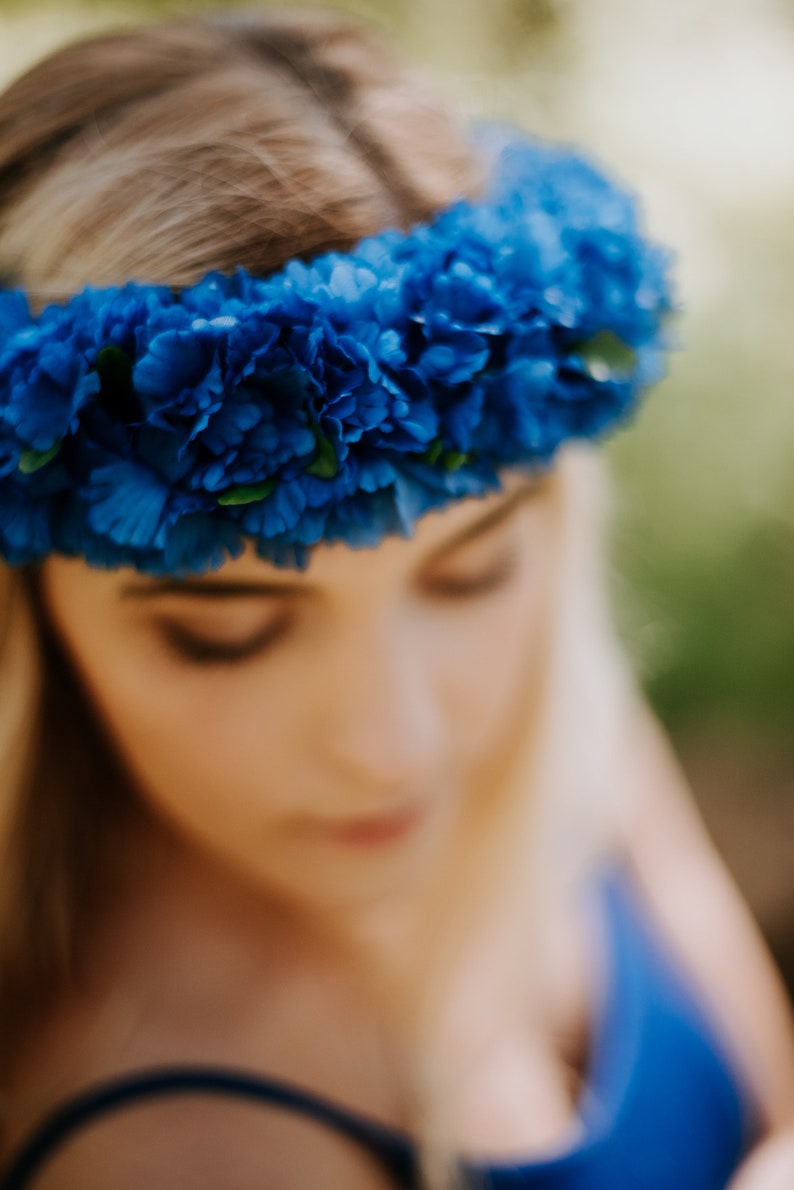 Cornflower blue crown, blue flower crown, cornflower, cornflower wreath, wild flower, LaCrown, free sipping, festival, summer party crown image 4