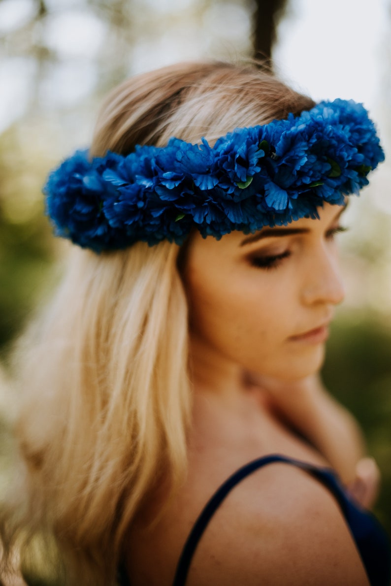 Cornflower blue crown, blue flower crown, cornflower, cornflower wreath, wild flower, LaCrown, free sipping, festival, summer party crown image 1