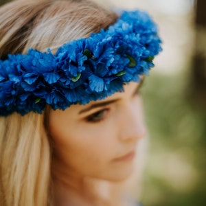 Cornflower blue crown, blue flower crown, cornflower, cornflower wreath, wild flower, LaCrown, free sipping, festival, summer party crown image 2