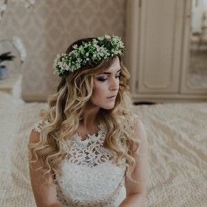 Romantic flower crown, Flower wreath, Bridal headpiece, Woodland wreath, Boho Flower headband, Greenery crown, Boho crown, Meadow crown image 6