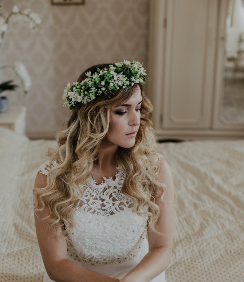 Romantic flower crown, Flower wreath, Bridal headpiece, Woodland wreath, Boho Flower headband, Greenery crown, Boho crown, Meadow crown image 6