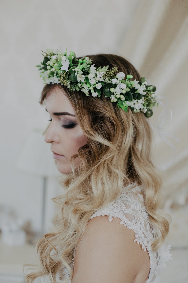 Romantic flower crown, Flower wreath, Bridal headpiece, Woodland wreath, Boho Flower headband, Greenery crown, Boho crown, Meadow crown image 8