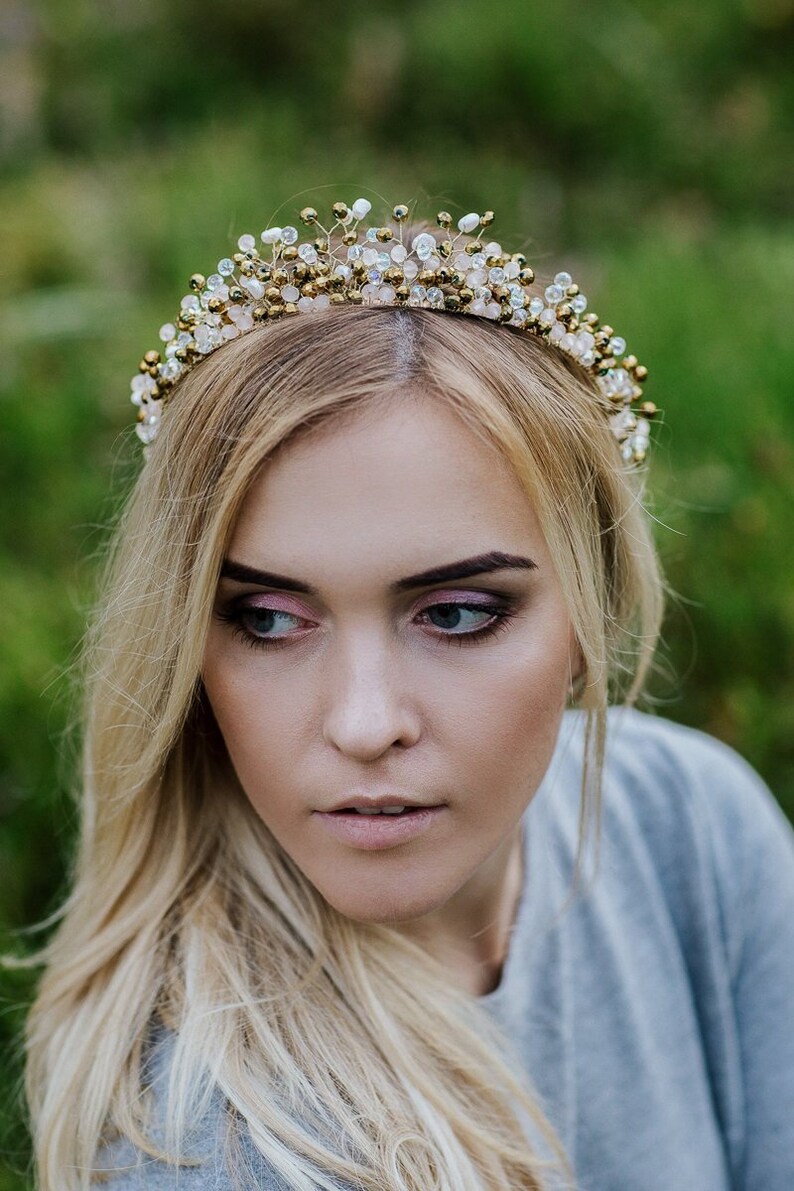 Gold Wedding Crystal Crown Bridal Tiara Fairy Tail girl Etsy