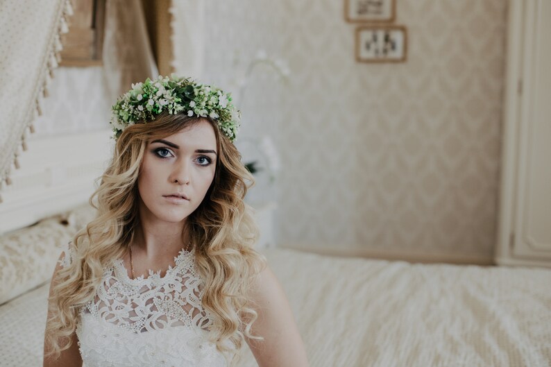 Romantic flower crown, Flower wreath, Bridal headpiece, Woodland wreath, Boho Flower headband, Greenery crown, Boho crown, Meadow crown image 9