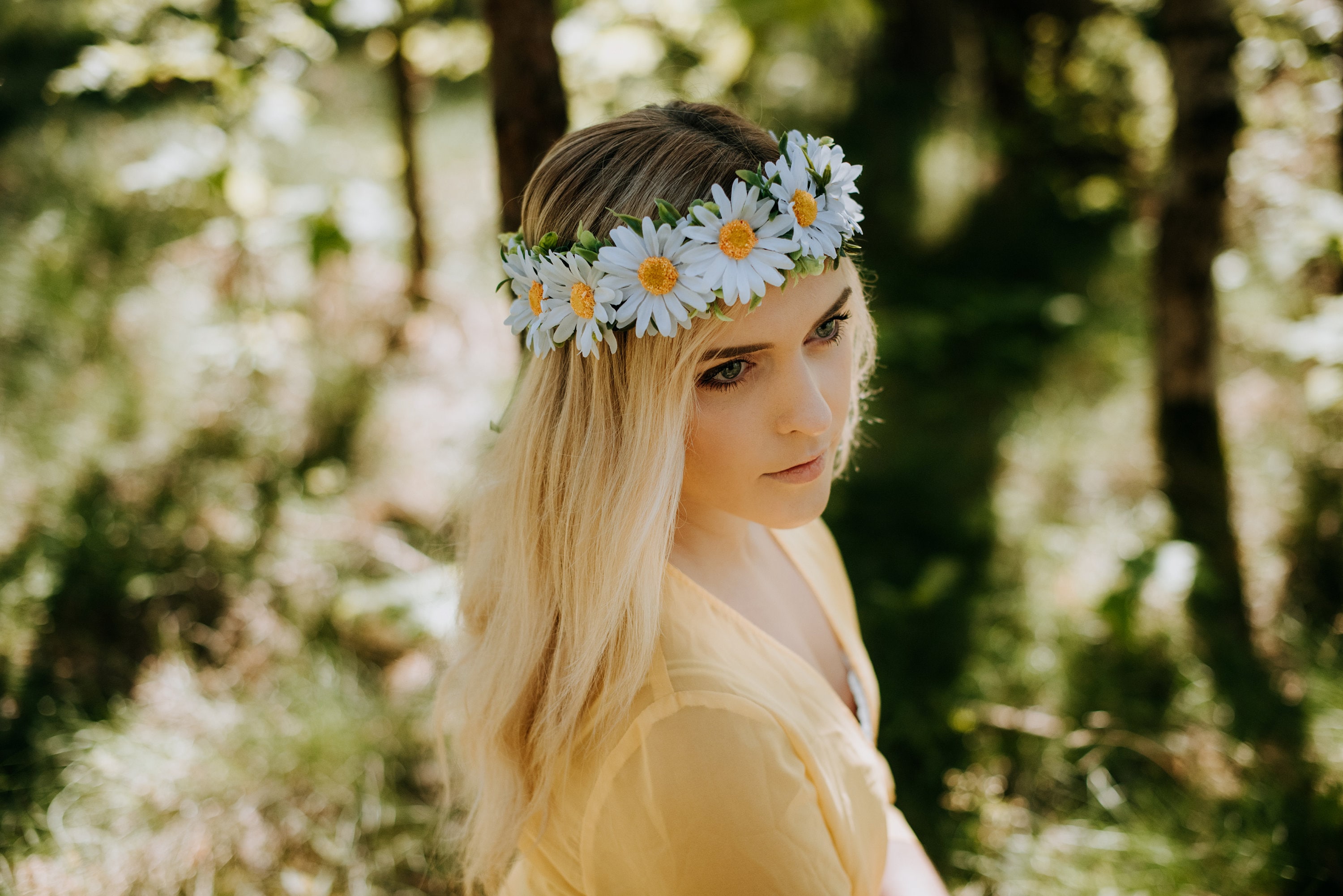 flower girl daisy head wreath