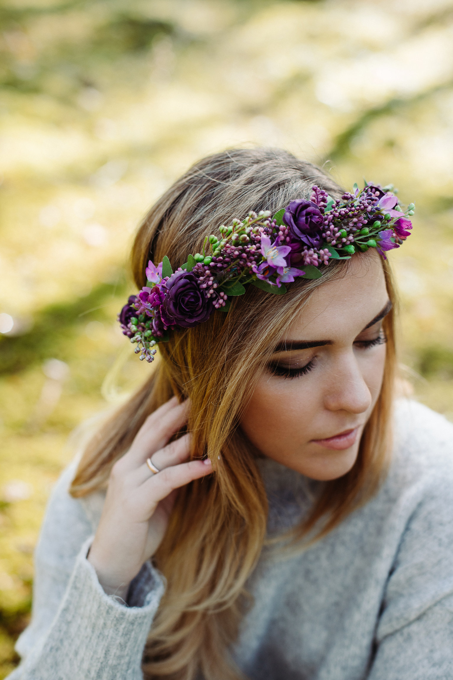 Purple Flower Crown, Wedding Flower Crown, Bridal Flower  display picture 2