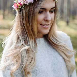 Flower crown, Wedding flower crown, Bridal Flower crown, Pink flower crown, Bridal hair, Bridesmaids, Bohemian crown, Bohemian crown image 9