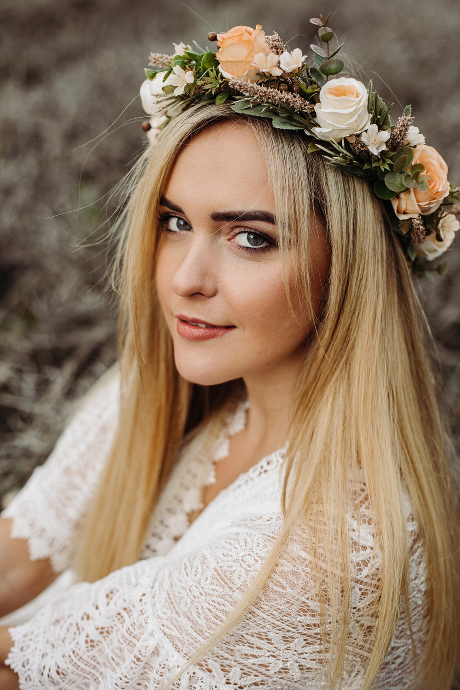 Rose Flower Crown Flower Wreath Wood Flower Crown Bridal Etsy