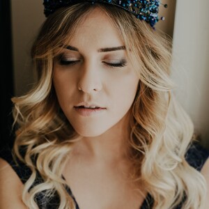 Pearl Bridal Tiara, Crystal Wedding Crown, Blue Wedding Tiara, Bridal Crown, Bridal Hair Accessories, Bridal Headpiece, Bridal Headband image 9