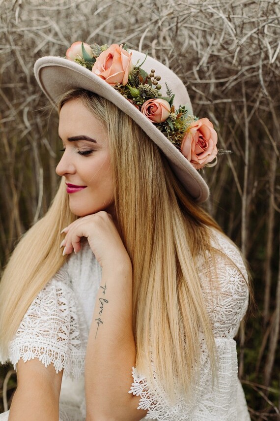 Fedora Hat Felt Fedora Hat With Peach 
