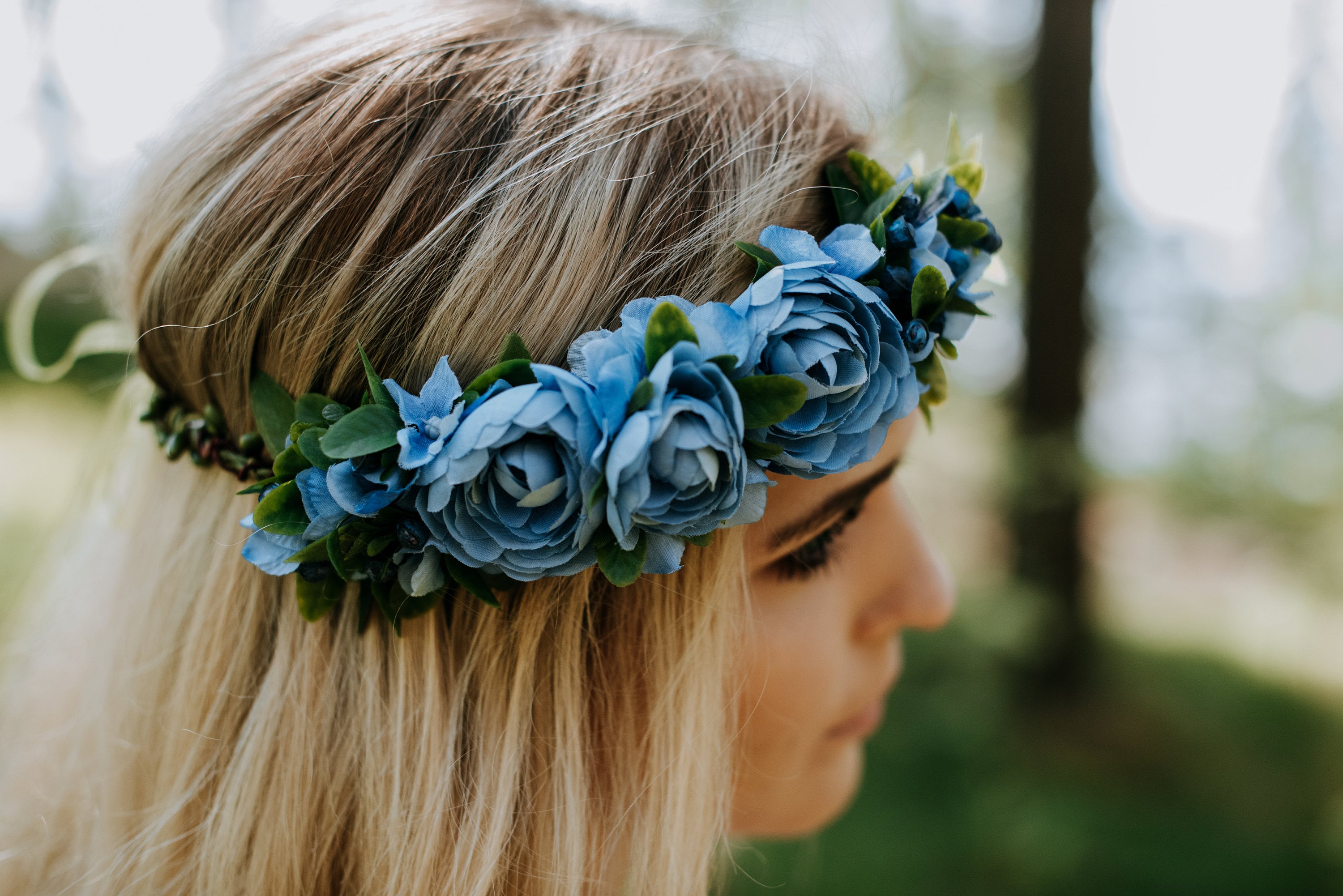 Blue Flower Crown, Bridal Hair Piece, Flower Crown, Wedding 