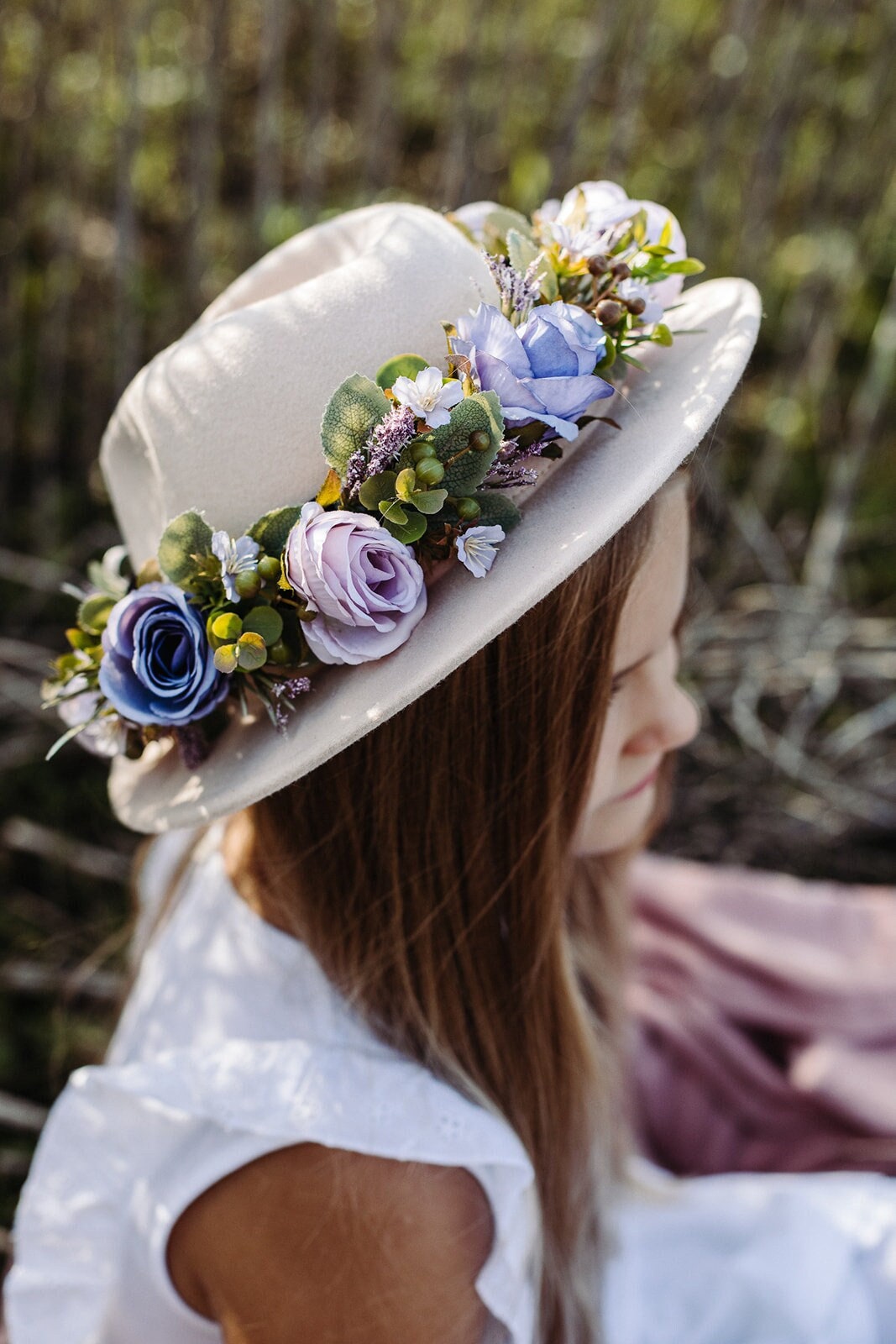 Girl Flower Crown Hat, Purple Flower Crown Wedding Girl, Girl Rose