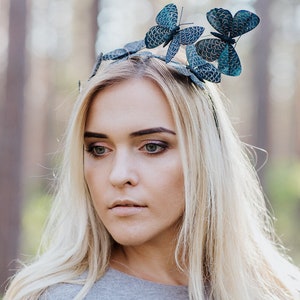 Butterfly headband, Monarch Butterfly headpiece, Bohemian Festival Headpiece, Costume butterfly, Black Fascinator, Baby headband image 10