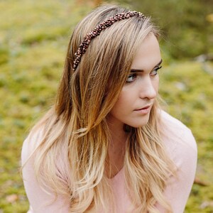 Bronze pearl headband, bridal halo crown, Bride headband, Bronze headband, boho hair crown, bohemian headband, simplistic crown image 5