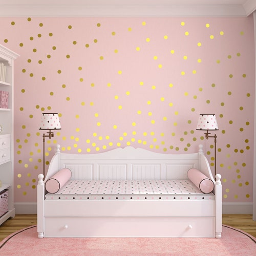 ROSE GOLD polka DOTS vinyl wall stickers spots confetti makeup beauty nail salon ROSE GOLD polka DOTS vinyl wall stickers spots confetti makeup beauty nail salon