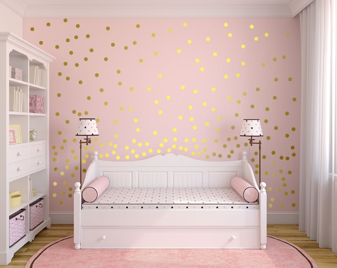 Metallic Gold Wall Decals Polka Dot Wall Sticker Decor Etsy