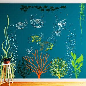 Underwater wall decal Under the sea Aquarium Vinyl Large Art Decor Murals ABSL1