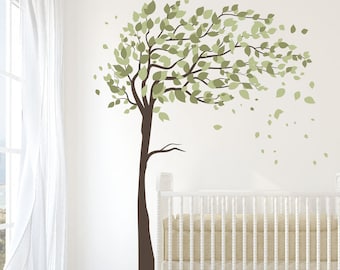 Nursery Wall Decal Tree Vinyl Decal, Tree Wall Decal, Tree and Leaves decal, Kids Vinyl Sticker Vinyl Wall Decal ABTR7