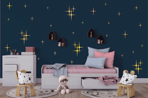 Retro Starbursts Vinyl Wall Decals, Confetti Stars - Nursery Decor - Cluster Sparkle Star Decals ABST2