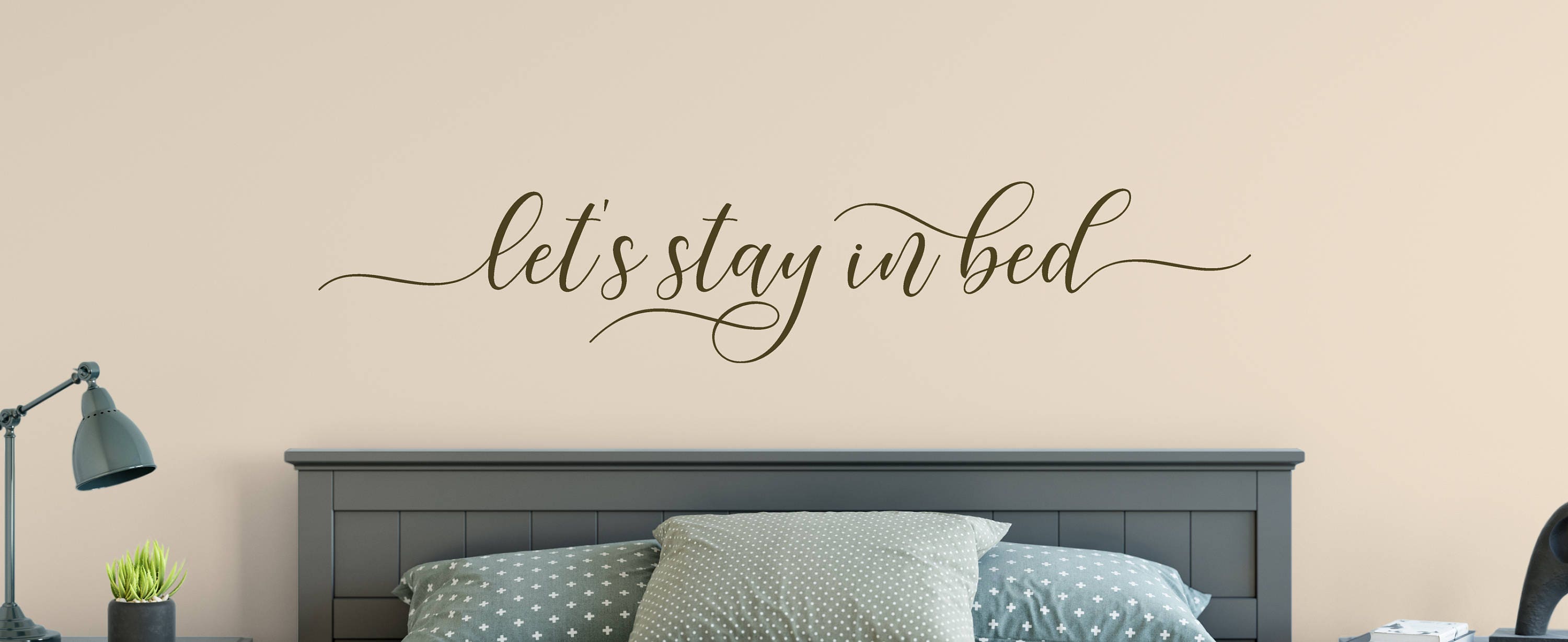 Lets Stay in Bed Decal Wall Words Vinyl Lettering Bedroom Decor Room Love Quote Wall Decal