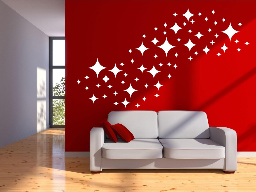 Star Wall Decals Retro Stars Vinyl Wall Decals 69 Diamond Etsy