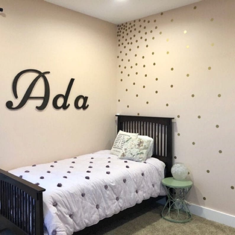 Metallic Gold Wall Decals Polka Dot Wall Sticker Decor 1 Inch, 1.5,2,2.5,3, 3.5, 4 Inches Circle Vinyl Wall Decal image 7