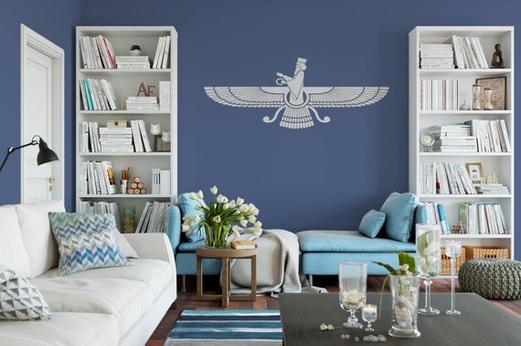 Persian Art Faravahar, Farvahar, Paravahar, Zoroastrianism, Vinyl Wall Art Decal, Vinyl Sticker