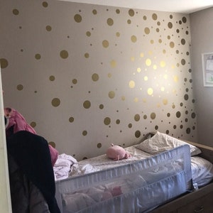 Metallic Gold Wall Decals Polka Dot Wall Sticker Decor 1 Inch, 1.5,2,2.5,3, 3.5, 4 Inches Circle Vinyl Wall Decal image 3