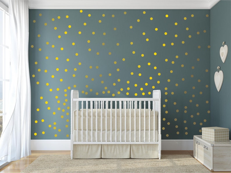 Metallic Gold Wall Decals Polka Dot Wall Sticker Decor 1 Inch, 1.5,2,2.5,3, 3.5, 4 Inches Circle Vinyl Wall Decal image 6