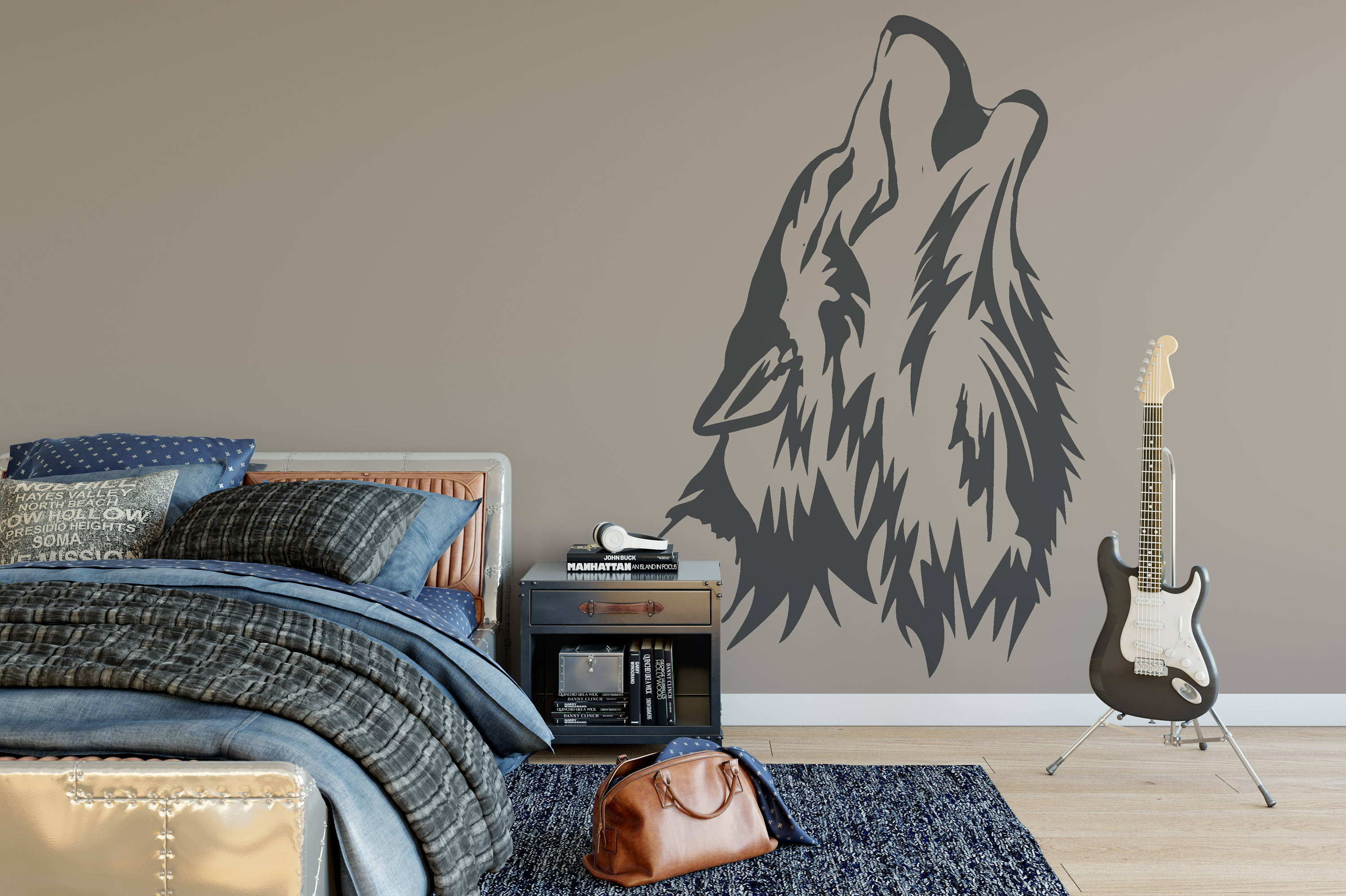 Wolf Decal, Howling Wolf Decal ,Vinyl Wall Art Decal, Wolf Howling
