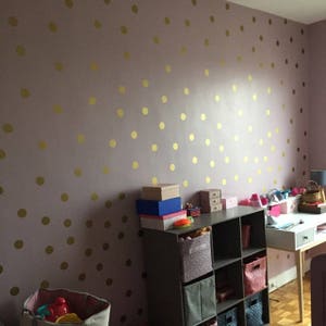 Metallic Gold Wall Decals Polka Dot Wall Sticker Decor 1 Inch, 1.5,2,2.5,3, 3.5, 4 Inches Circle Vinyl Wall Decal image 5